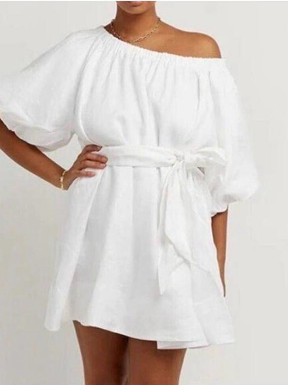 NWT Dissh White Linen Pip Mini Dress Size 4